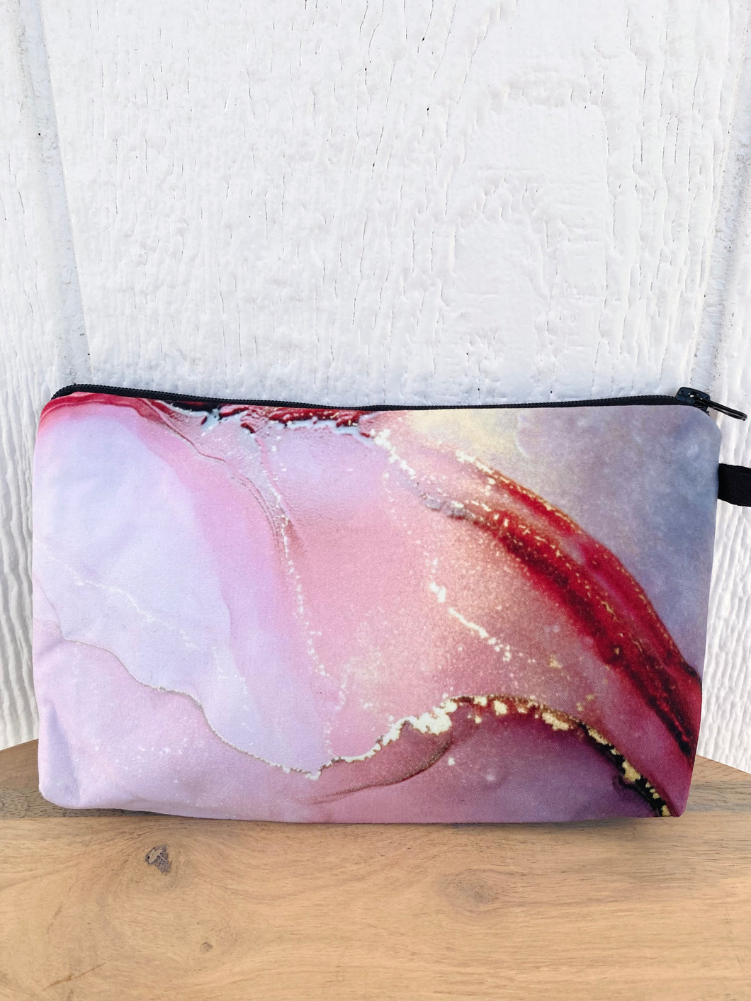 Zipper Pouch, Deep Pink Geode