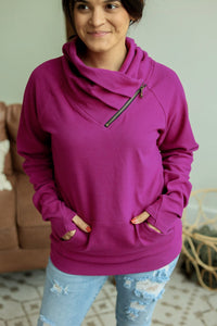 Classic Zoey ZipCowl Sweatshirt - Magenta FINAL SALE