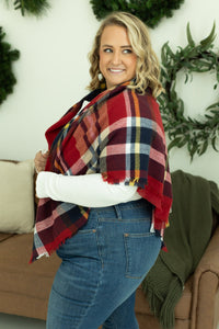 Blanket Scarf - Red and Gold Plaid