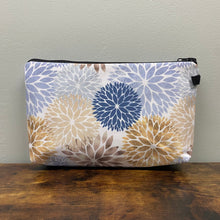 Load image into Gallery viewer, Zip Pouch - Floral, Blue Gold Dahlia
