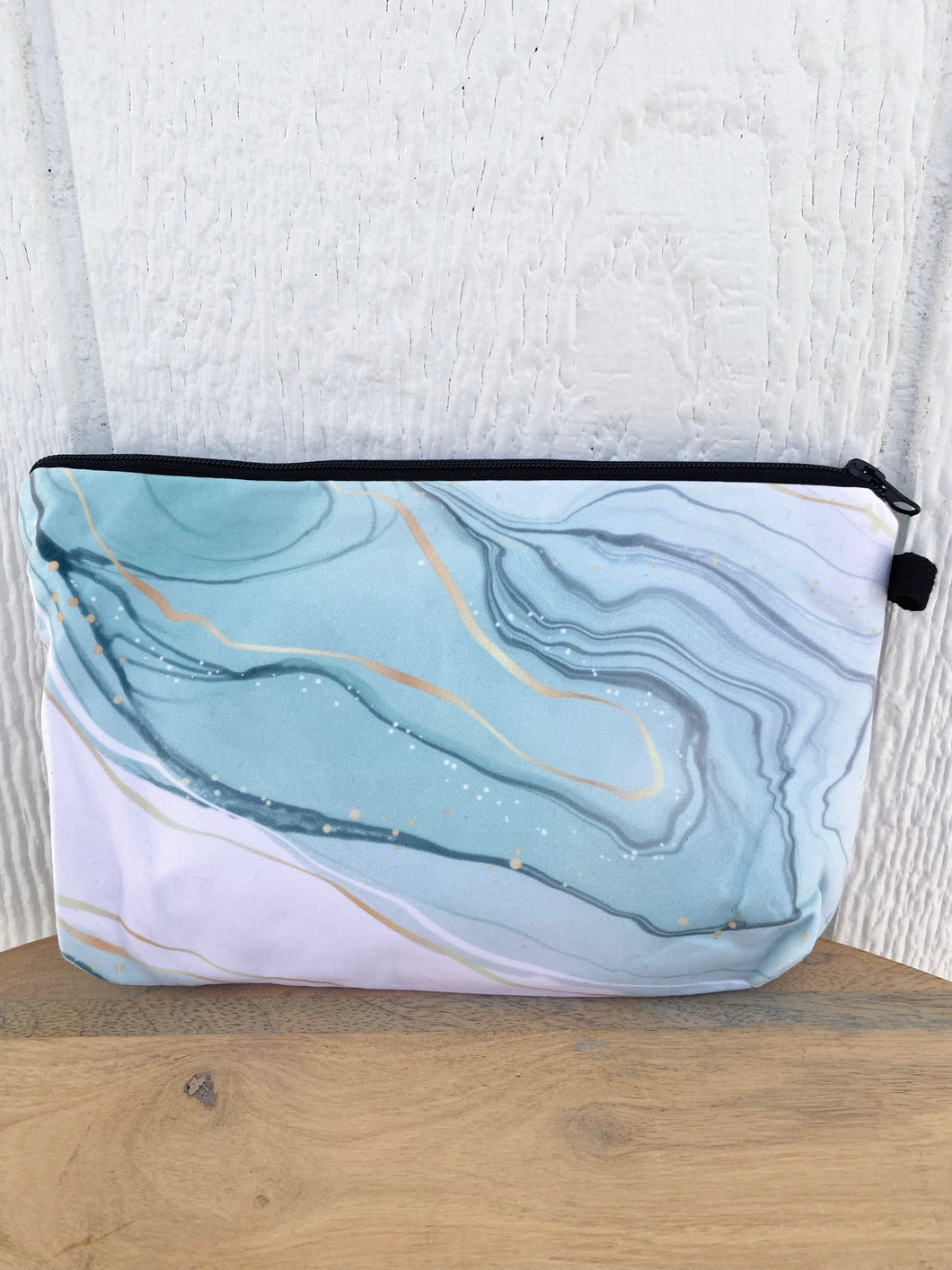 Zipper Pouch, Aqua Swirl Geode