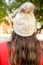 Load image into Gallery viewer, Cable Knit Cuffed Beanie In Ivory
