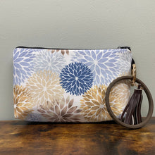 Load image into Gallery viewer, Zip Pouch - Floral, Blue Gold Dahlia
