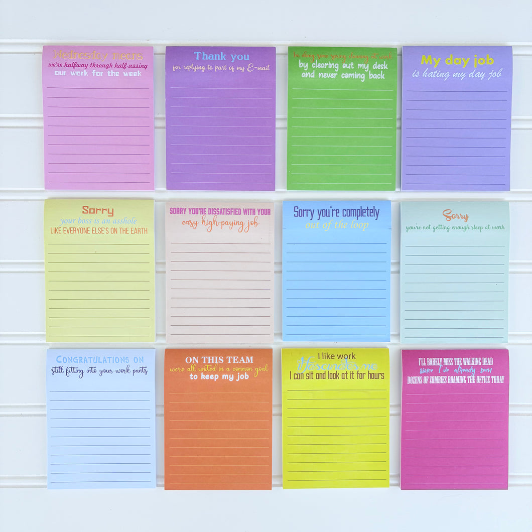 Office Humor Notepad Set, Neons