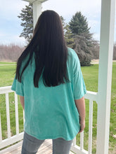 Load image into Gallery viewer, Don&#39;t Mind Me Mineral Wash Drop Shoulder Tee in Turquoise, FINAL SALE
