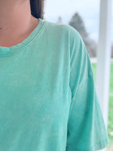 Load image into Gallery viewer, Don&#39;t Mind Me Mineral Wash Drop Shoulder Tee in Turquoise, FINAL SALE

