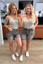 Load image into Gallery viewer, Judy Blue Greyson High Rise Button Fly Cuffed Shorts in Grey
