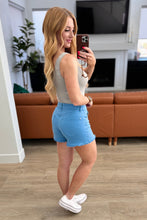 Load image into Gallery viewer, Judy Blue Celeste Mid Rise Shield Pocket Cutoff Shorts in Sky Blue
