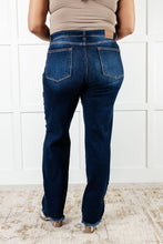 Load image into Gallery viewer, Judy Blue Jacqueline Mid Rise Frayed Hem Straight Leg Jean
