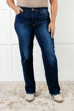 Load image into Gallery viewer, Judy Blue Jacqueline Mid Rise Frayed Hem Straight Leg Jean
