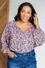 Load image into Gallery viewer, Sunday Brunch Blouse in Denim Floral
