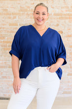 Load image into Gallery viewer, Up For Anything V-Neck Blouse in Navy
