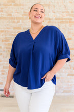 Load image into Gallery viewer, Up For Anything V-Neck Blouse in Navy
