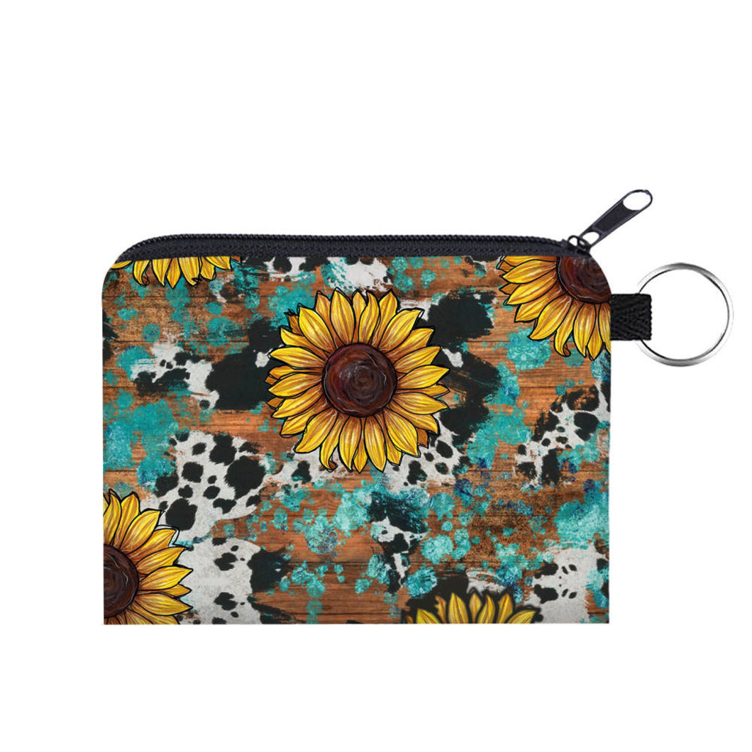 Mini Pouch - Sunflower Cow Wood