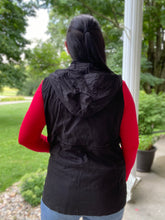 Load image into Gallery viewer, Drawstring Hooded Vest, Black FINAL SALE
