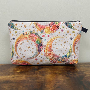 Zip Pouch - Moon, Colorful Embroidery