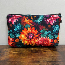 Load image into Gallery viewer, Zip Pouch - Floral Orange Teal Pink
