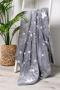 Glow in the Dark Blanket in Gray Star