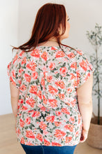 Load image into Gallery viewer, Lyla Cap Sleeve Top in Coral and Beige Floral
