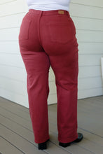 Load image into Gallery viewer, Judy Blue Phoebe High Rise Front Seam Straight Jeans in Burgundy

