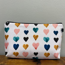 Load image into Gallery viewer, Zip Pouch - Hearts on White
