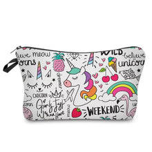 Load image into Gallery viewer, Zip Pouch - Unicorn Doodles on White
