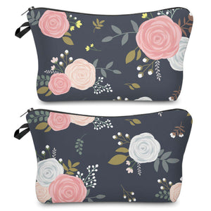Zip Pouch - Floral Charcoal Background