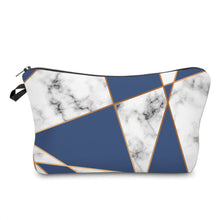Load image into Gallery viewer, Zip Pouch - Marble Geometric White Blue
