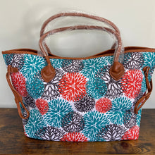 Load image into Gallery viewer, The Oversized Carryall Bag - Teal White Dahlia
