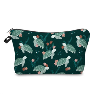 Zip Pouch - Turtle, Green Floral