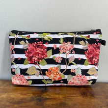 Load image into Gallery viewer, Zip Pouch - Floral Horizontal Stripe Burgundy
