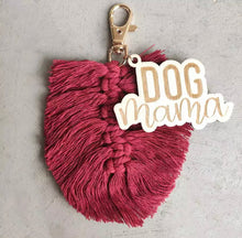 Load image into Gallery viewer, Keychain - Wood Dog Mom Macrame
