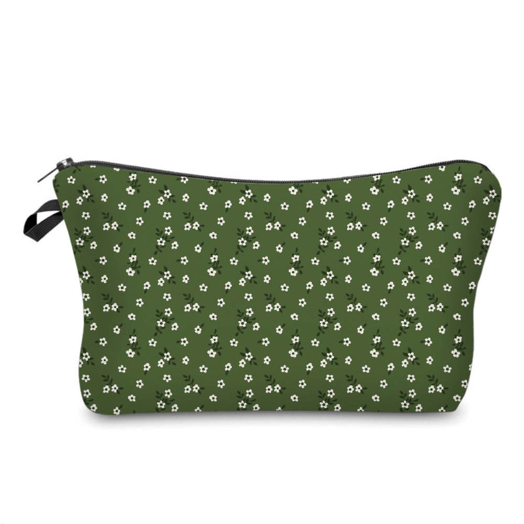 Zip Pouch - Floral, Tiny Green
