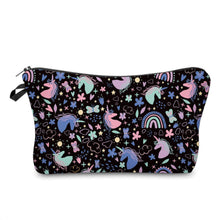 Load image into Gallery viewer, Zip Pouch - Unicorn Doodles on Black
