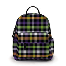 Load image into Gallery viewer, Mini Backpack - Purple Lime Plaid

