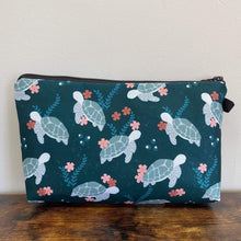 Load image into Gallery viewer, Zip Pouch - Turtle, Green Floral
